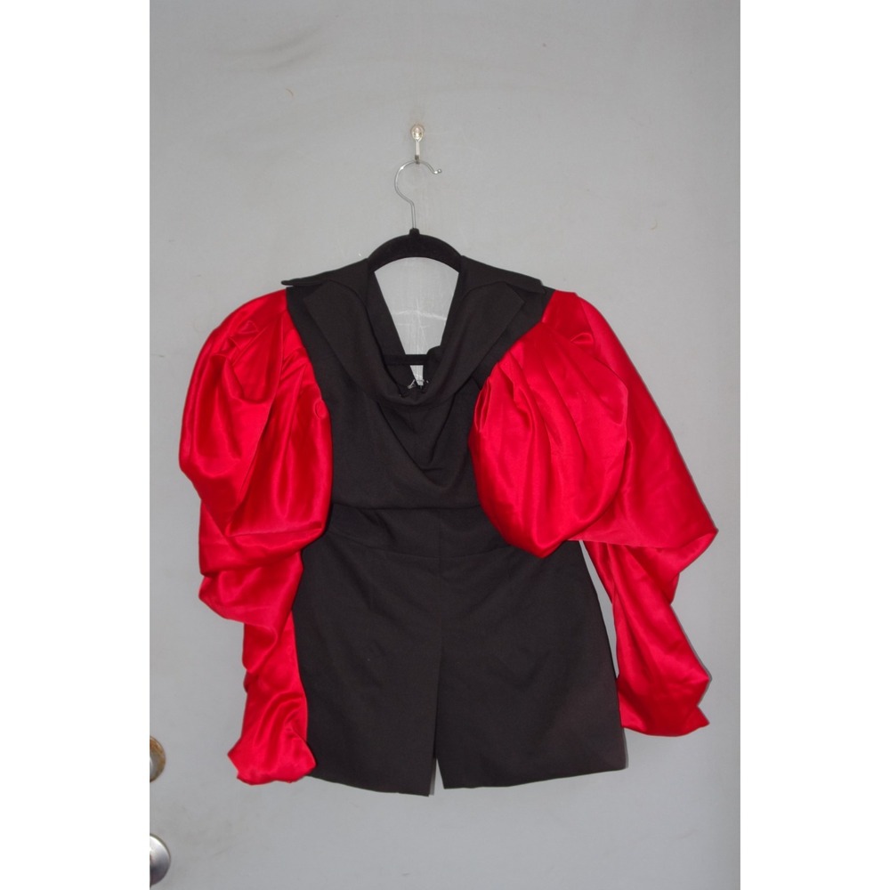 NWT Kira Kira Bed of Roses Blazer Red Satin‎ Puffed Sleeves S